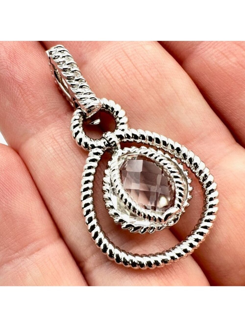 Anthony Nak Atlier Clear Gemstone Sterling Silver Pendant Enhancer Womens